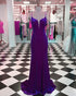 Sexy Purple Mermaid Prom Dresses with Spaghetti Straps Long Velvet Evening Party Gowns